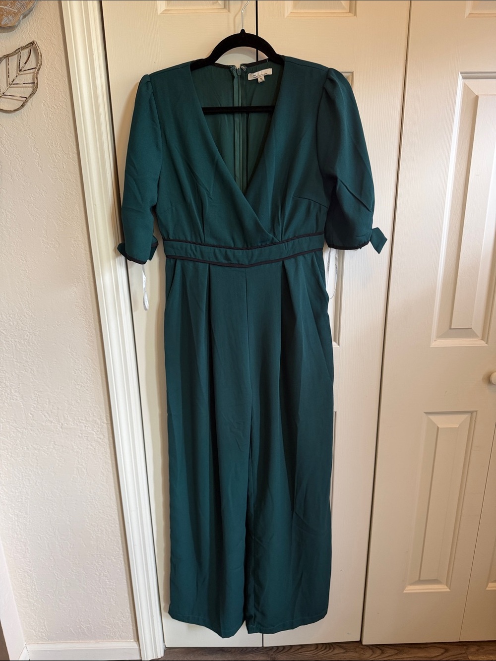 Emerald Green V-Neck Wide Leg Jumpsuit